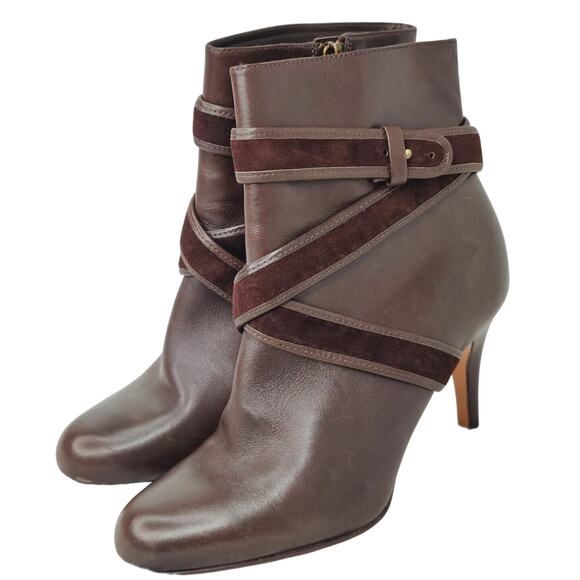 Y2K leather Cole Haan Heeled Booties Sz 6 - Picture 2 of 10